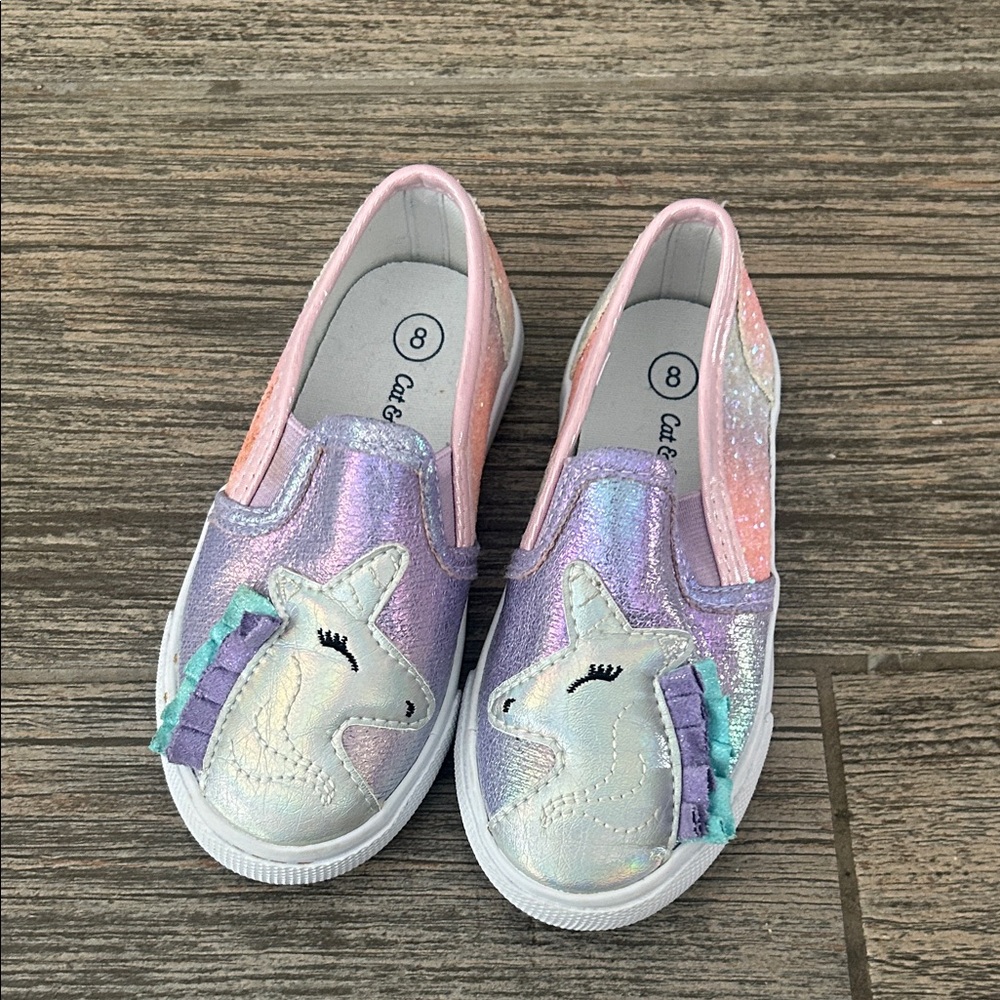 Cat & Jack Unicorn Slip-On Sneakers - Pink and Purple